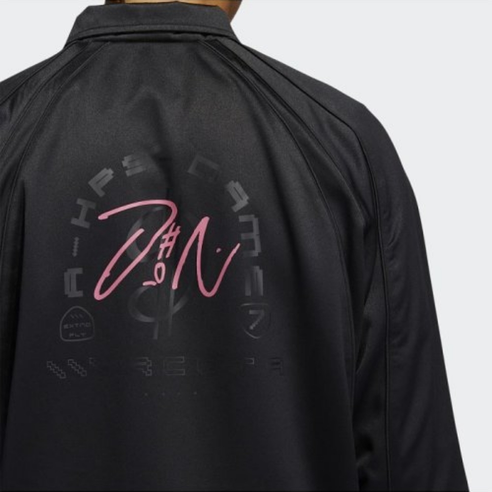 NWT Adidas Black/Pink Dame DOLLA EXTPLY Satin Snap Front Jacket S - Picture 2 of 6